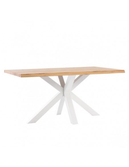 Mesa diseño industrial GRACE 140 x 90, roble macizo y metal blanco