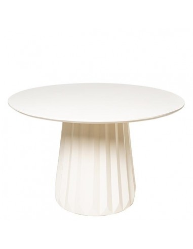 Mesa redonda artesanal QADIM 120, madera de mango acabado simil cemento