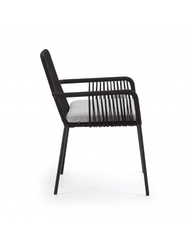 SAMT Silla brazos metal negro cuerda negra.