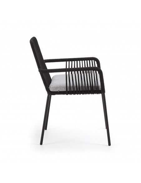 SAMT Cadeira de braços de metal preto fio preto.