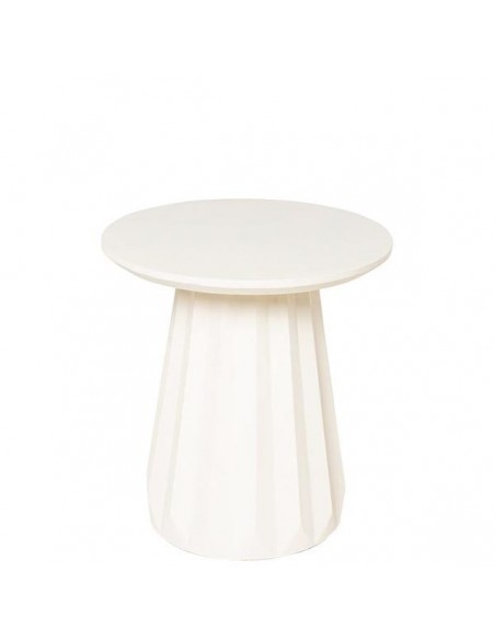 Mesa de centro redonda artesanal QADIM 40, madera mango acabado simil cemento