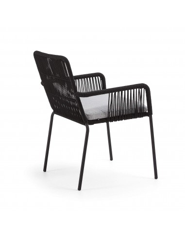 SAMT Silla brazos metal negro cuerda negra.