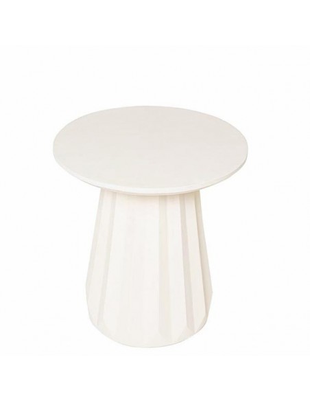 Mesa de centro redonda artesanal QADIM 40, madera mango acabado simil cemento