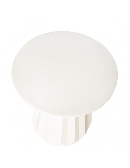 Mesa de centro redonda artesanal QADIM 40, madera mango acabado simil cemento