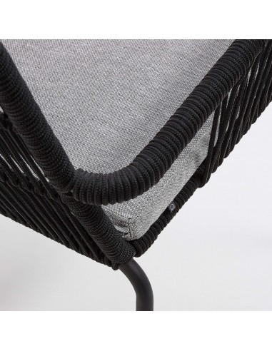 SAMT Silla brazos metal negro cuerda negra.