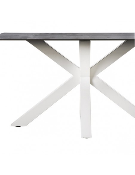 Mesa ARGO 140 x 90, porcelânico Athena e base em metal branco.