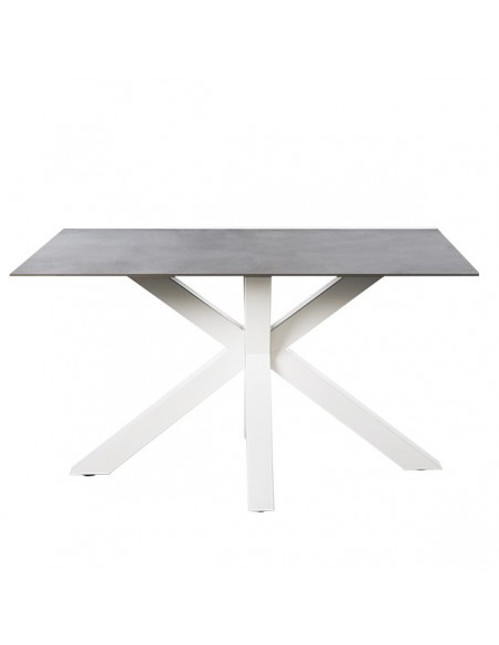 Mesa ARGO 140 x 90, porcelánico atenea y metal blanco.