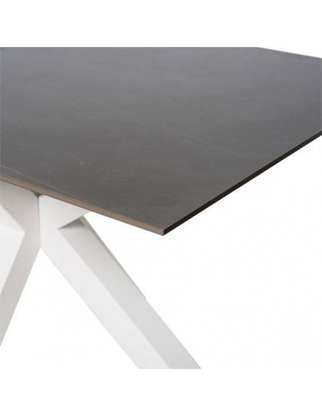 Mesa ARGO 140 x 90, porcelânico Athena e base em metal branco.
