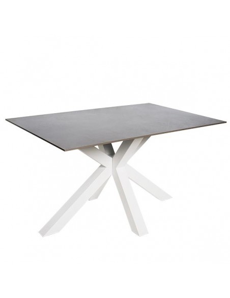 Mesa ARGO 140 x 90, porcelânico Athena e base em metal branco.