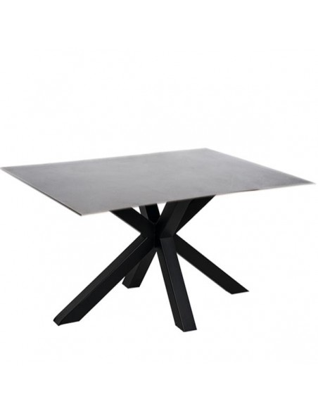 Mesa ARGO 140 x 90, porcelánico atenea y base de metal negro.