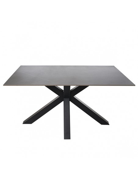 Mesa ARGO 160 x 90, porcelánico atenea y base de metal negro.