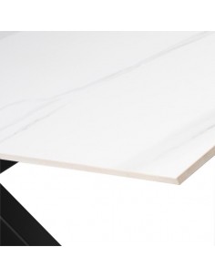 Mesa ARGO 160 x 90, porcelânico Creta e base em metal preto. 2