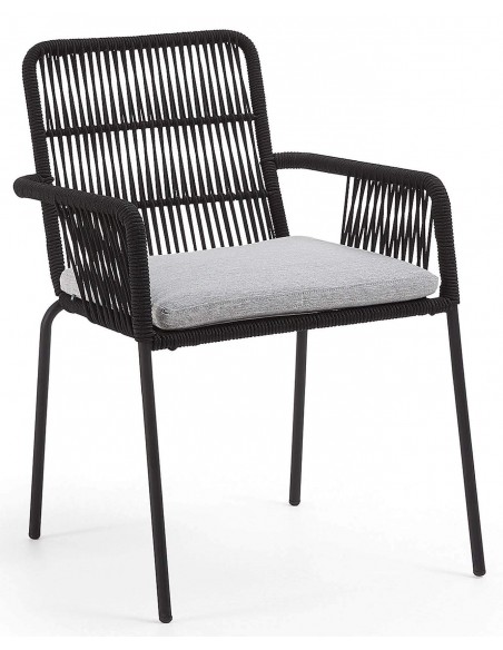 SAMT Cadeira de braços de metal e corda.