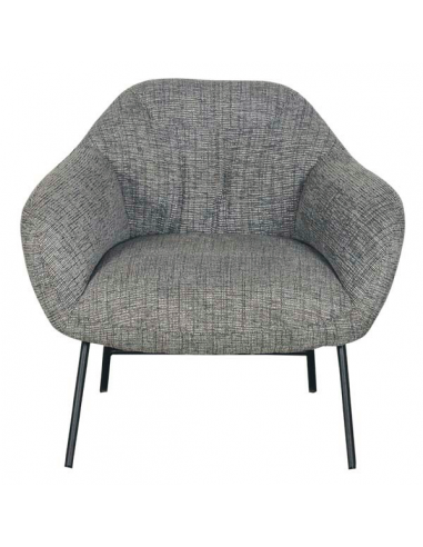 Butaca NAMUR de tejido bora y acero acabado negro.