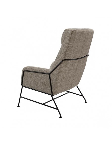Poltrona MALIBU em tecido tango e aço com acabamento preto.