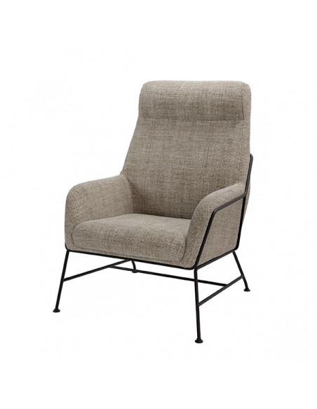 Poltrona MALIBU em tecido tango e aço com acabamento preto.