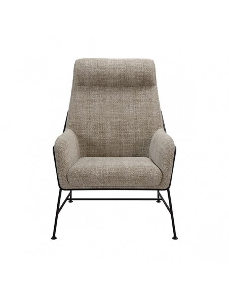 Butaca MALIBU de tejido tango y acero con acabado negro.