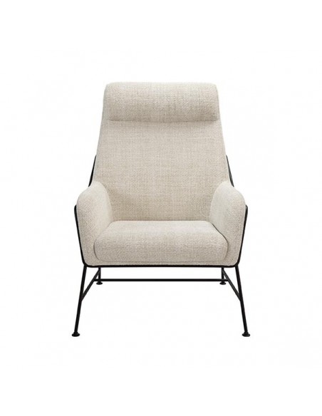 Butaca MALIBU de tejido tango y acero con acabado negro.