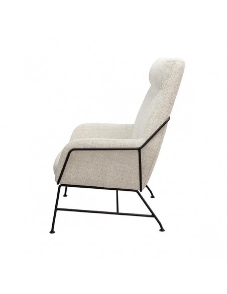 Butaca MALIBU de tejido tango y acero con acabado negro.