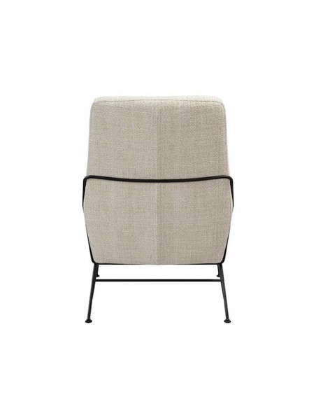 Poltrona MALIBU em tecido tango e aço com acabamento preto.