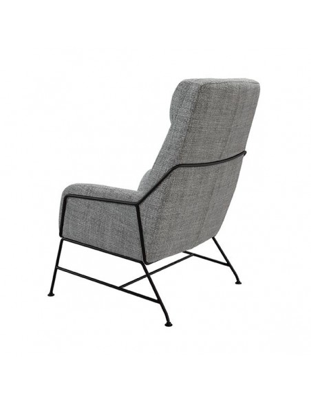 Poltrona MALIBU em tecido tango e aço com acabamento preto.