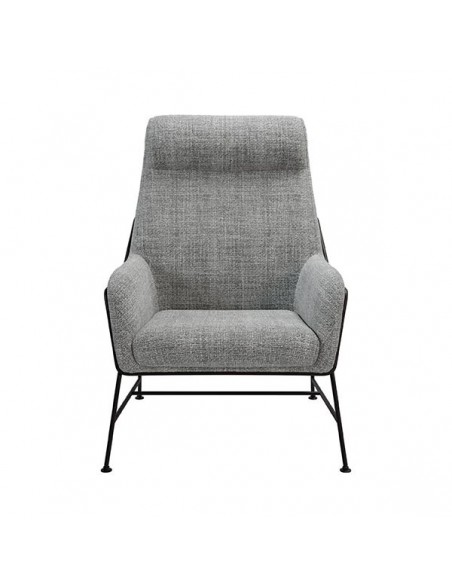 Poltrona MALIBU em tecido tango e aço com acabamento preto.