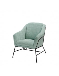 Poltrona Brida em tecido tango e base em metal preto.