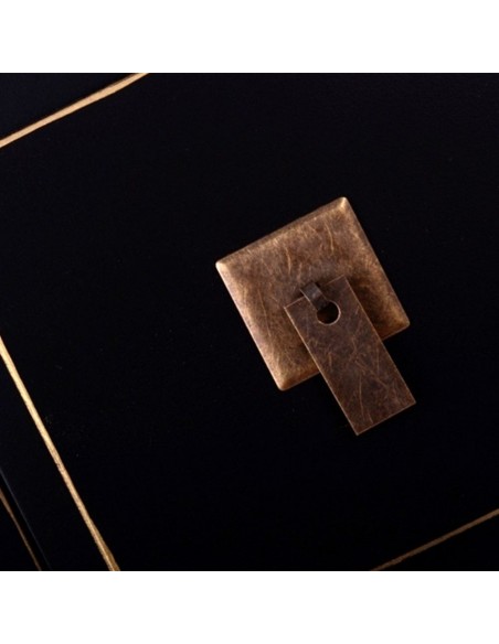 Aparador Oriental 8 cajones SHIAN 130 X 24, madera negro y oro.
