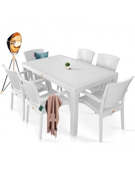 Silla exterior con brazos HOT, apilable, polipropileno blanco.