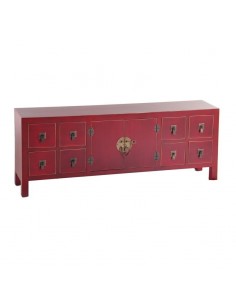 Aparador Oriental 8 cajones SHIAN 130 X 24, madera rojo y...