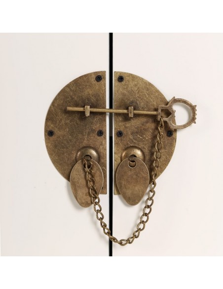 Aparador Oriental 8 cajones SHIAN 130 X 24, madera blanco y oro.