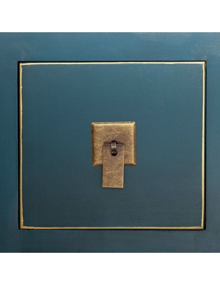 Aparador oriental 8 gavetas SHIAN 130 X 24, madeira azul e dourada.