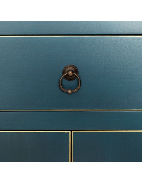 Consola SHIAN Oriental 95 x 26, 4 portas e 3 gavetas, azul e dourada.