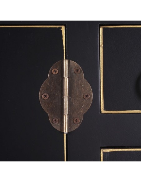 Consola SHIAN Oriental 63 x 26, preta, 2 portas e 6 gavetas