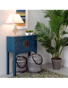 Consola SHIAN Oriental 63 x 26, azul, 2 portas e 6 gavetas 2