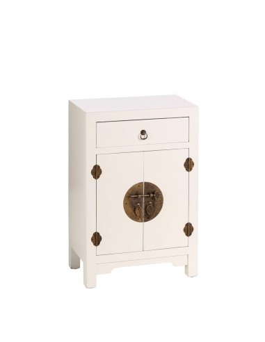 Mesa de cabeceira SHIAN Oriental 45 x 26, branco, 2 portas e 1 gaveta