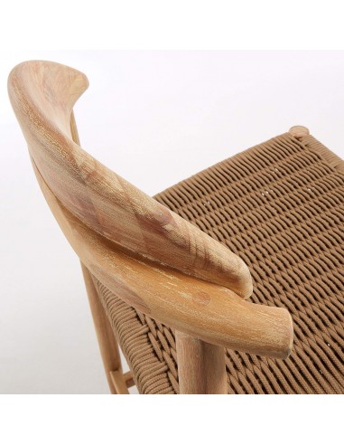 GLYNIS Taburete alto 62 eucalipto natural cuerda beige.