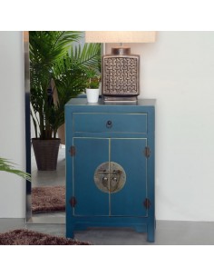Mesa de cabeceira SHIAN Oriental 45 x 26, azul, 2 portas... 2