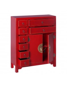Aparador Oriental SHIAN 73 x 26, rojo. 8 cajones y 2 puertas 2