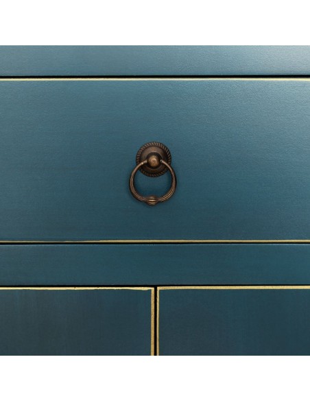 Aparador SHIAN Oriental 73 x 26, azul. 8 gavetas e 2 portas
