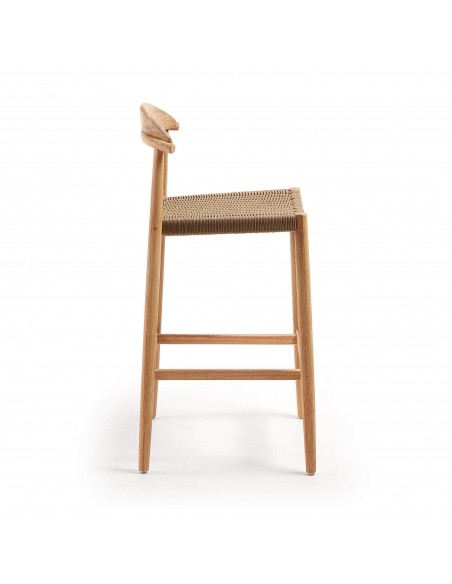 GLYNIS Taburete alto 77 eucalipto natural cuerda beige.
