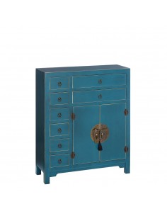 Aparador Oriental SHIAN 73 x 26, azul. 8 cajones y 2 puertas