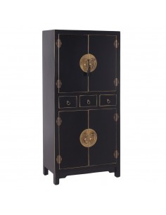Aparador Oriental Alto SHIAN 131 x 63, negro. 2 puertas y...