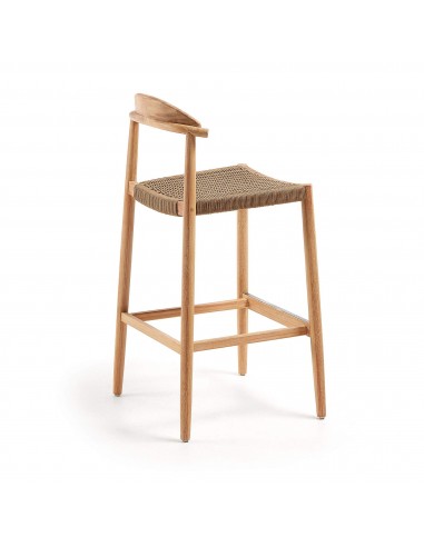 GLYNIS Taburete alto 77 eucalipto natural cuerda beige.