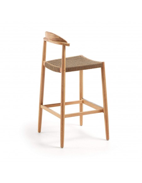 GLYNIS Taburete alto 77 eucalipto natural cuerda beige.