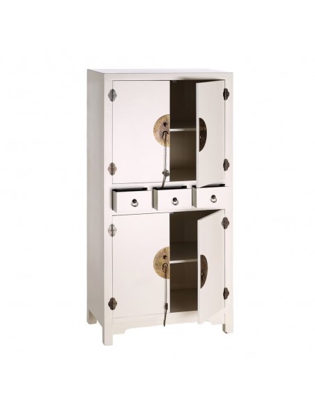 Aparador Alto Oriental SHIAN 131 x 63, ,branco. 2 portas e 3 gavetas