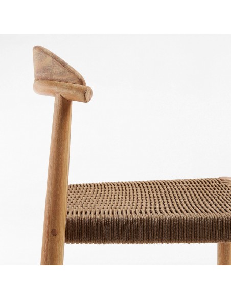 GLYNIS Taburete alto 77 eucalipto natural cuerda beige.