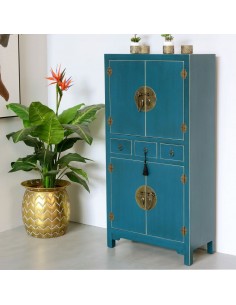 Aparador Oriental Alto SHIAN 131 x 63, azul. 2 puertas y... 2