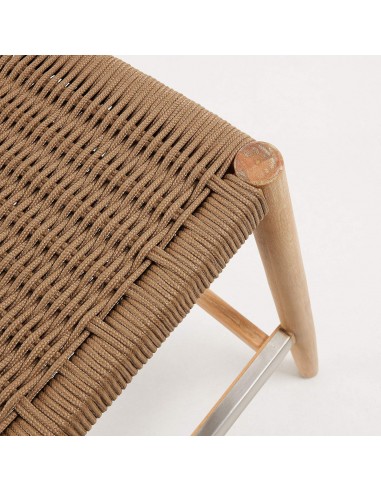 GLYNIS Taburete alto 77 eucalipto natural cuerda beige.