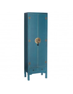 Armario Oriental SHIAN 55 x 185, azul. 2 puertas y 2 cajones